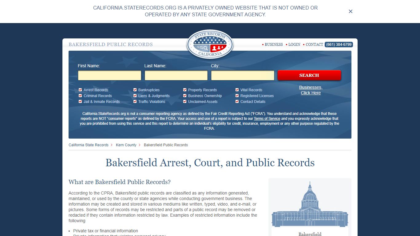 Bakersfield Arrest and Public Records - StateRecords.org